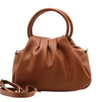 Velmora Italian Leather Handbag - Sculpted Top Handle Design - Leather Italiano