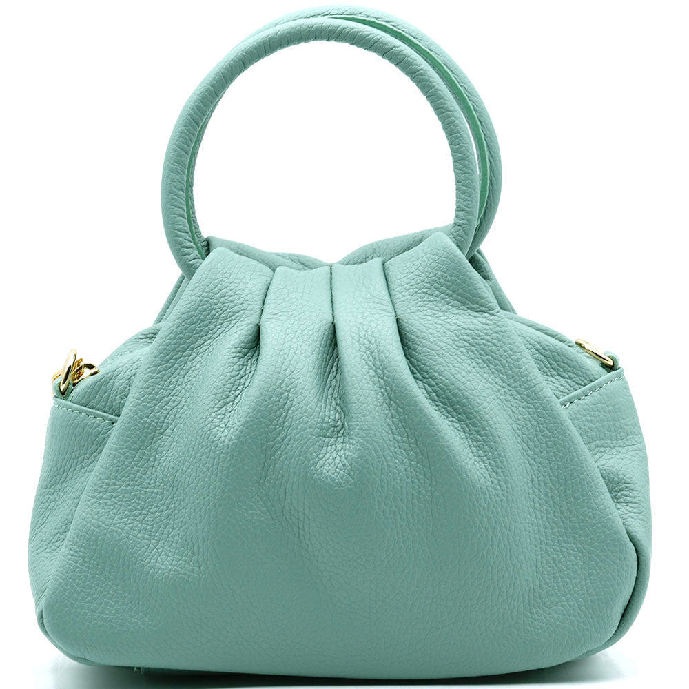 Velmora Italian Leather Handbag - Sculpted Top Handle Design - Leather Italiano