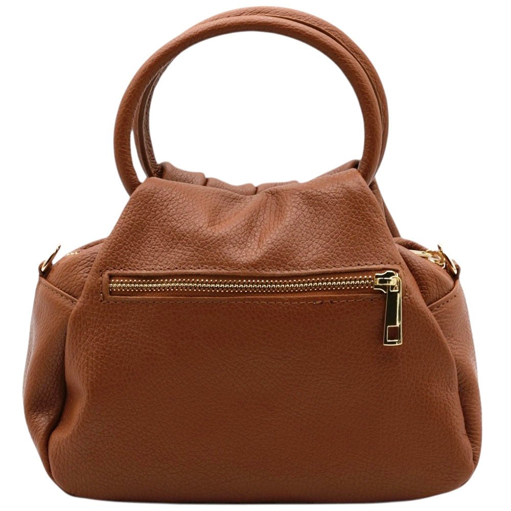 Velmora Italian Leather Handbag - Sculpted Top Handle Design - Leather Italiano