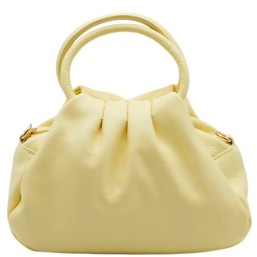 Velmora Italian Leather Handbag - Sculpted Top Handle Design - Leather Italiano