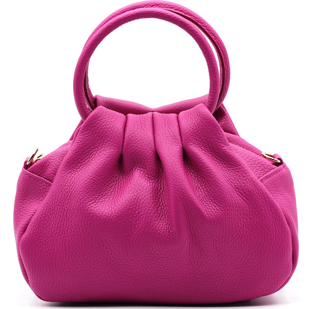 Velmora Italian Leather Handbag - Sculpted Top Handle Design - Leather Italiano
