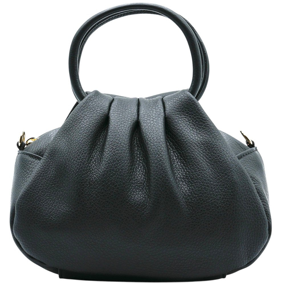Velmora Italian Leather Handbag - Sculpted Top Handle Design - Leather Italiano