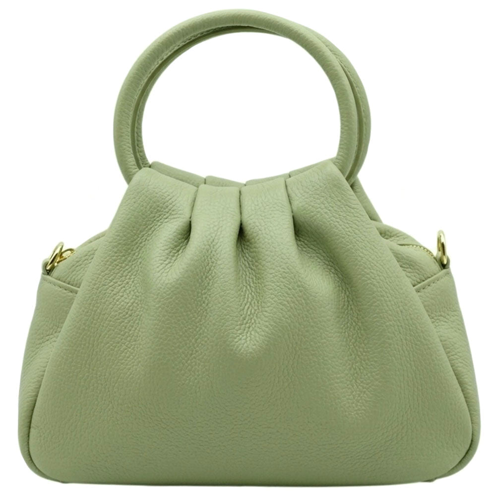 Velmora Italian Leather Handbag - Sculpted Top Handle Design - Leather Italiano