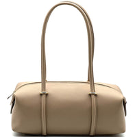 Virelia Italian Cow Leather Cylindrical Shoulder Bag - Leather Italiano