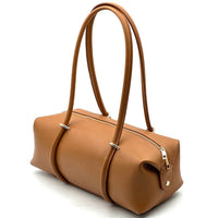 Virelia Italian Cow Leather Cylindrical Shoulder Bag - Leather Italiano