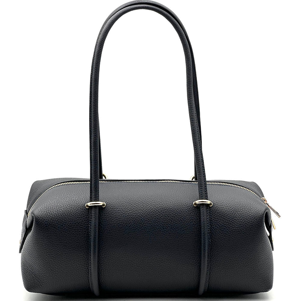 Virelia Italian Cow Leather Cylindrical Shoulder Bag - Leather Italiano