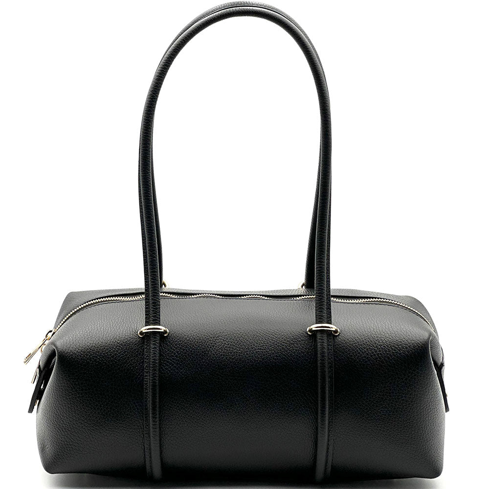 Virelia Italian Cow Leather Cylindrical Shoulder Bag - Leather Italiano