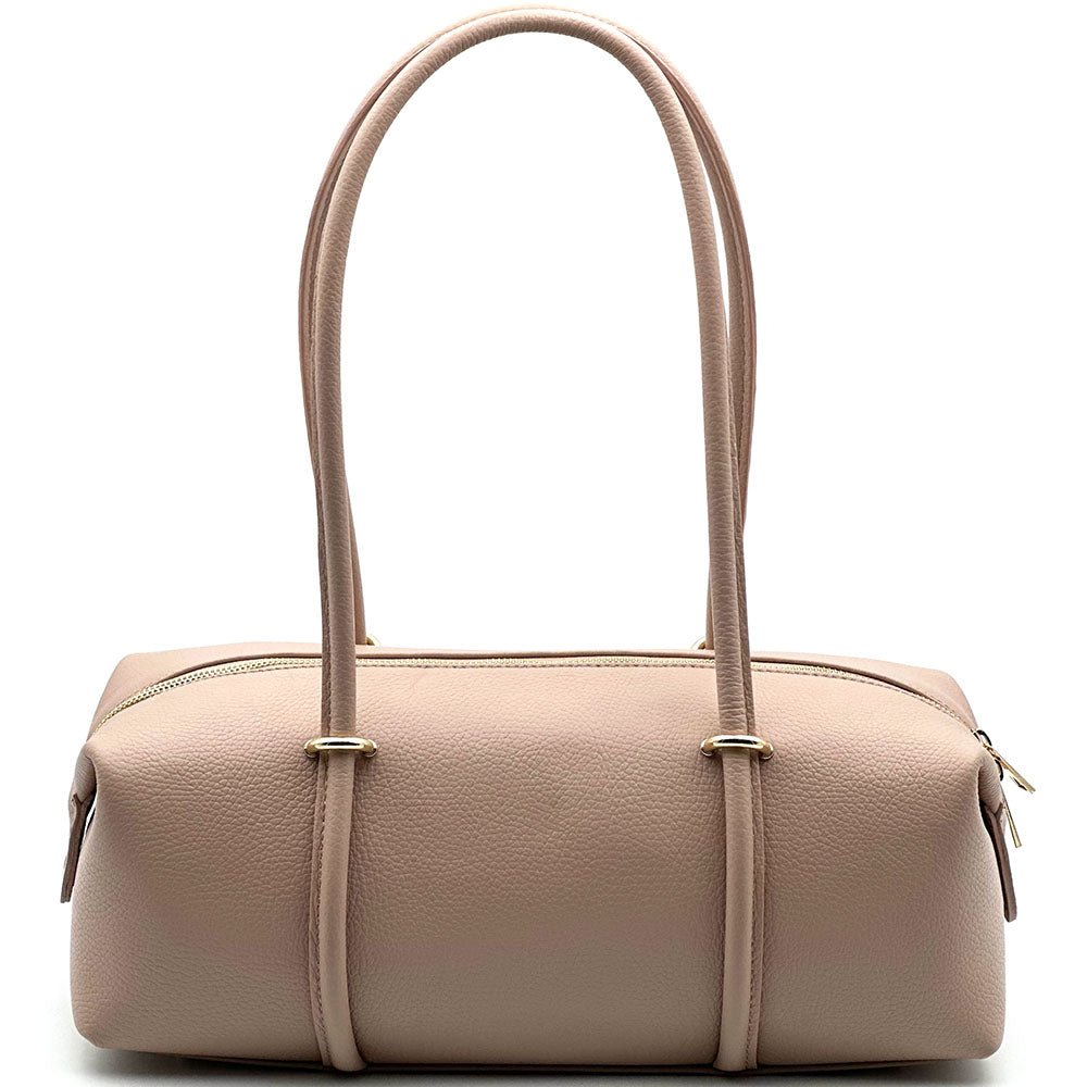 Virelia Italian Cow Leather Cylindrical Shoulder Bag - Leather Italiano