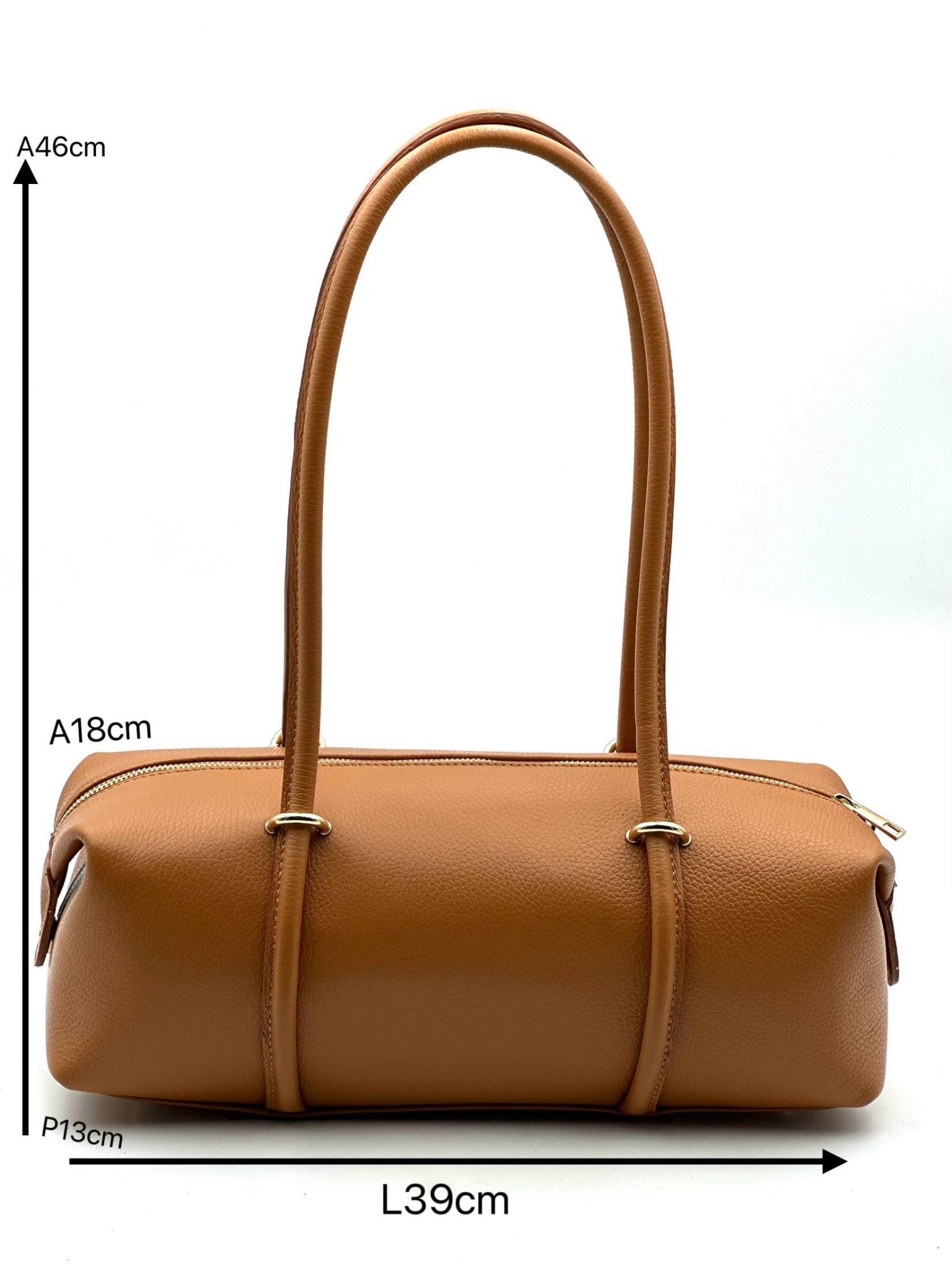 Virelia Italian Cow Leather Cylindrical Shoulder Bag - Leather Italiano
