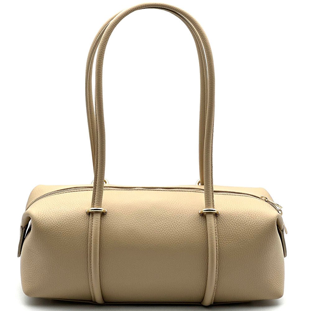 Virelia Italian Cow Leather Cylindrical Shoulder Bag - Leather Italiano