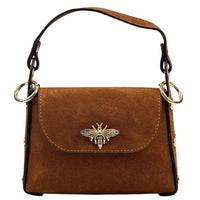 Virginia Italian Suede Mini Bag - Golden Bee Detail, Handmade in Florence - Leather Italiano