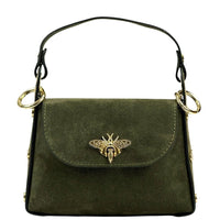 Virginia Italian Suede Mini Bag - Golden Bee Detail, Handmade in Florence - Leather Italiano