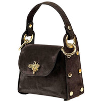 Virginia Italian Suede Mini Bag - Golden Bee Detail, Handmade in Florence - Leather Italiano