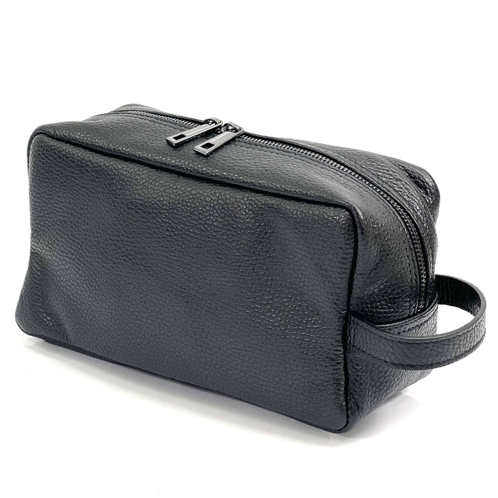 Lorenzo Pochette in Vacchetta leather in black